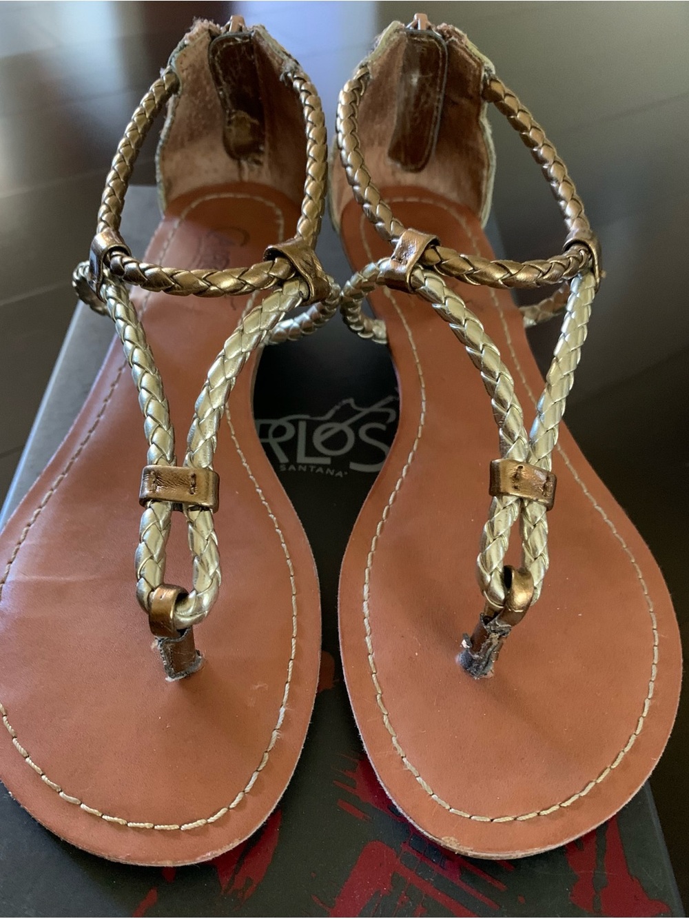 Carlos by Carlos Santana Braided Metallic Gold Women's Sandals
